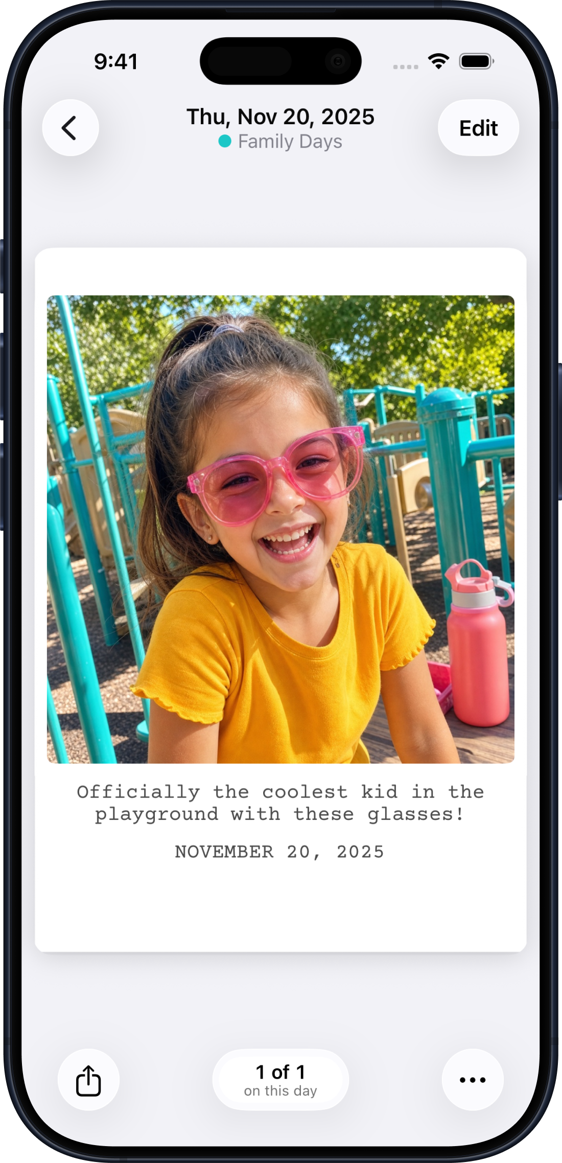 Collect photo card showing a child with a caption